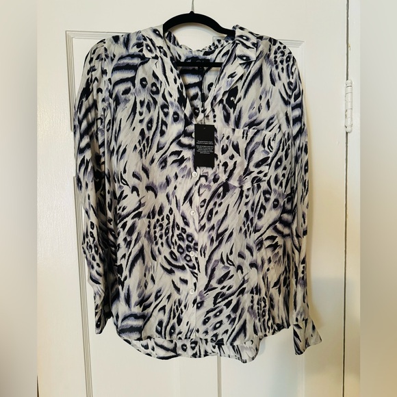 NWT Rails Rebel Ivory Snow Leopard Shirt size Large - Picture 5 of 6